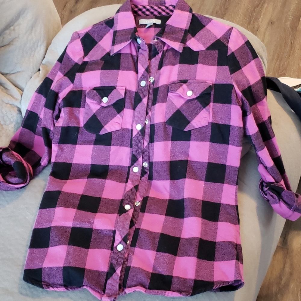Delia's pink and black flannel